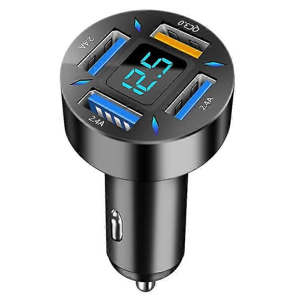 66W Hurtig USB Biloplader Hurtig med Voltmeter LED Lys Display Adapter Kompatibel til iPhone