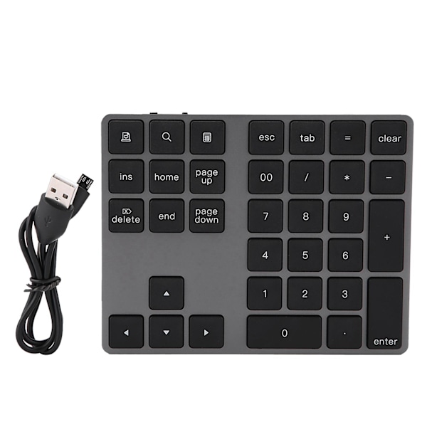 Trådløst Bluetooth numerisk tastatur til Apple PC - Sort 34 taster