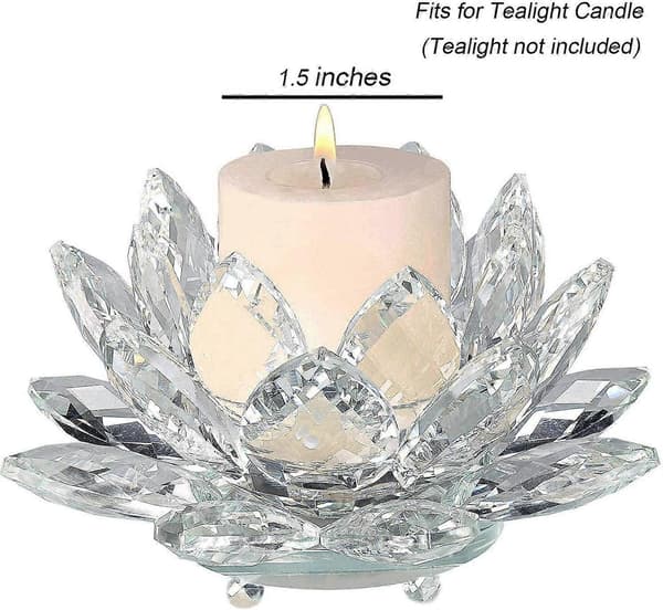 Klar Glasblomma Tealight Ljusstake, Votivljusstake, Ljusstake för Bordscentrum, Middagar