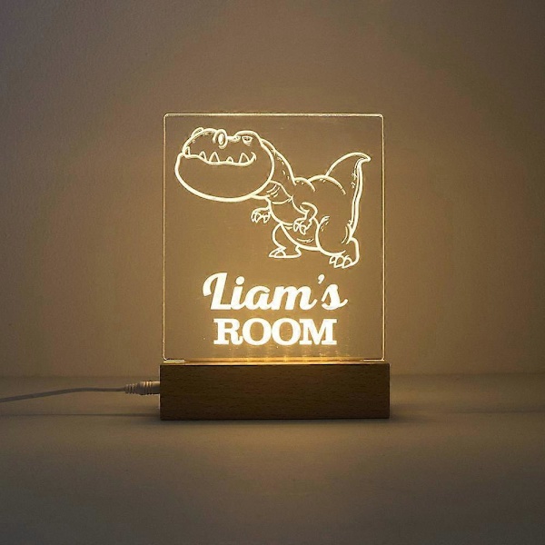Akryl Natlampe, 3D Illusionslampe, LED Visuel Akryl Natlampe, 3 Farver Skiftende USB Drevet Børneværelse Indretning Børnesoveværelse (Dinosaur)