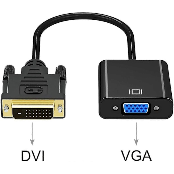 Dvi Til Vga Adapter, Gana 1080p Aktiv Dvi-d Til Vga Konverter 24+1, 60hz