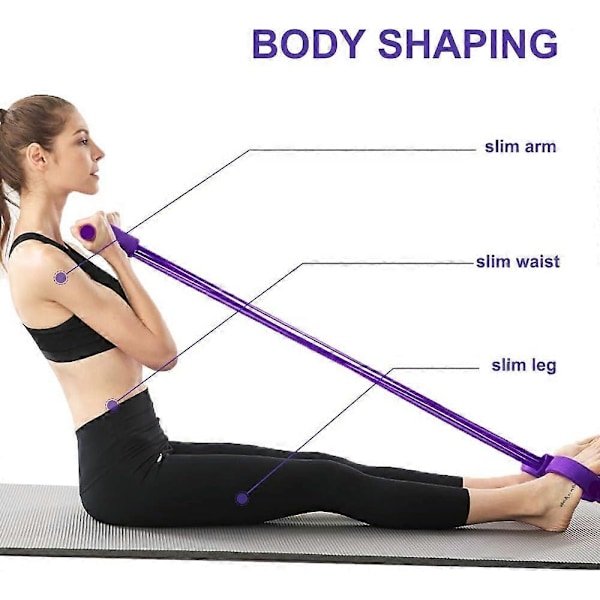 Pedal Resistance Band Super Light 4-Tube Yogarem Elastiskt Dragrep Träningsutrustning för Sit-ups Kroppsbyggnad Expander Mage Träning Armsträckning