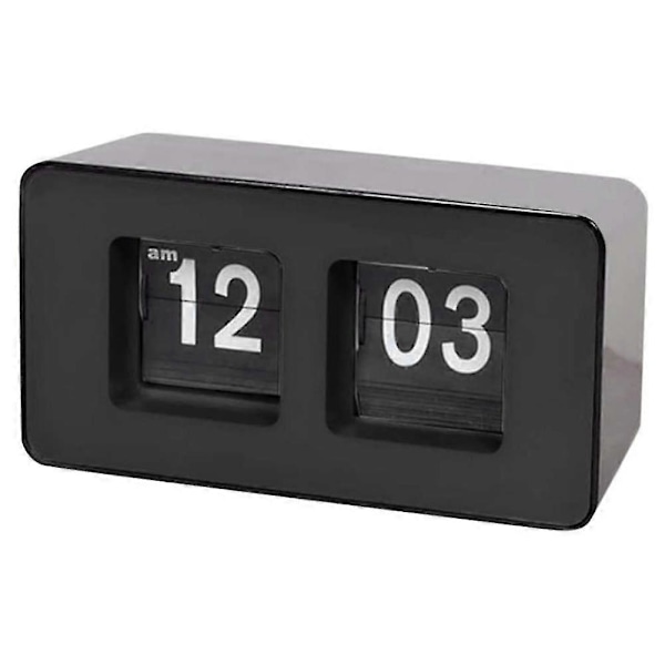 Automatisk Vendbar Ur, Klassisk Retro Ur, Digitalt Bordsklokke, Kompatibel med Soveværelse (Sort, 1 stk)