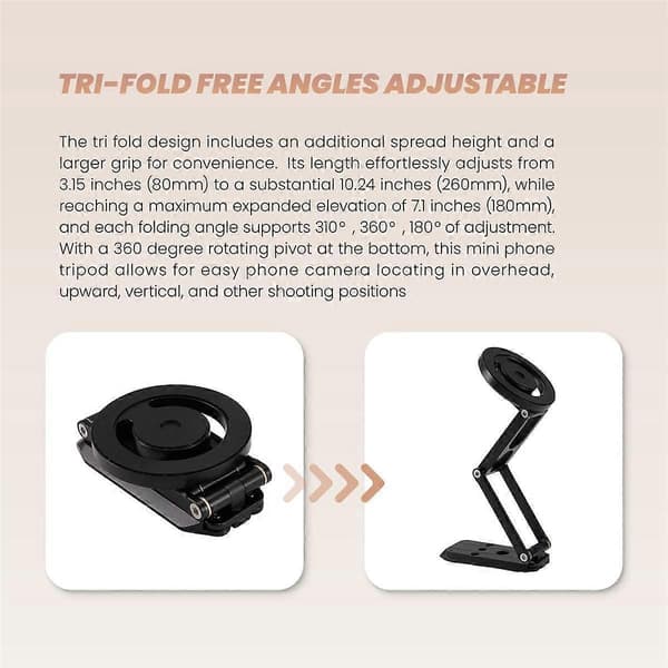Foldbar Magnetisk Tripod Telefonstativ Selfie Stick Smartphone Stativ for Telefonstativ