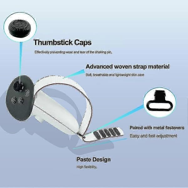 Bundle Batteridæksel Udskiftningssæt Kompatibelt Meta Quest 3 Controller Tilbehør Justerbare Aktive Stropper Spænde Linseklud Joystick Caps