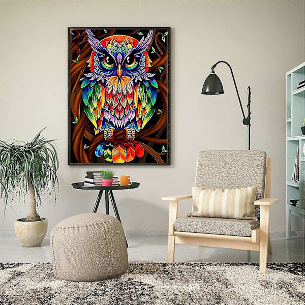 Pöllö Timanttimaalaus Sarjat DIY 5D Timanttitaide Sarjat Kodin Seinäkoriste Lahja 30x40 cm