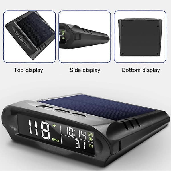 Solcelledrevet HUD Head-up Display Digital Speedometer Hastighedsskærm Universal Overspeed Alarm