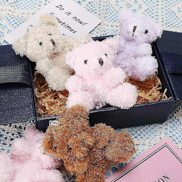 Mini Nallebjörnar Bulk - 6 Stycken 10 cm Gosedjur Leksak för Baby Shower, Födelsedag, Examen - Liten Mjuk Björndocka - Brun Aprikos