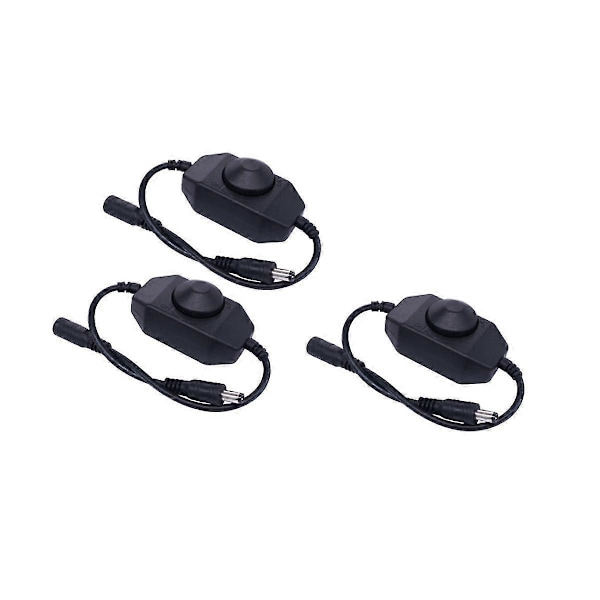 3 stk. DC12V-24V Lysdæmperkontakt 2A PWM Dæmper Controller Inline Dæmperkontakt Til LED Sort