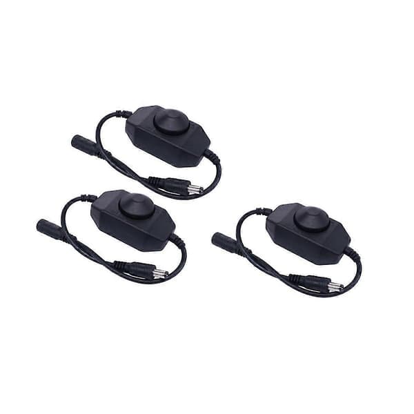 3 stk. DC12v-24v Lysdimmerbryter 2A PWM Dimmerkontroller Inline Dimmerbryter For LED Svart