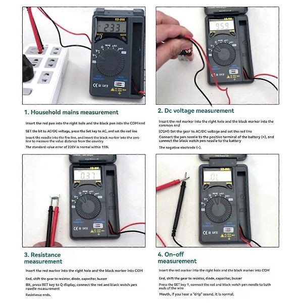 XB866 Mini Auto Range LCD Voltmeter Tester Værktøj AC/for DC Lomme Digital Multimeter