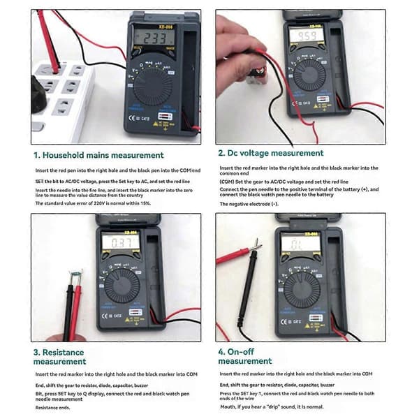 XB866 Mini Auto Range LCD Voltmeter Tester Verktøy AC/for DC Lomme Digital Multime