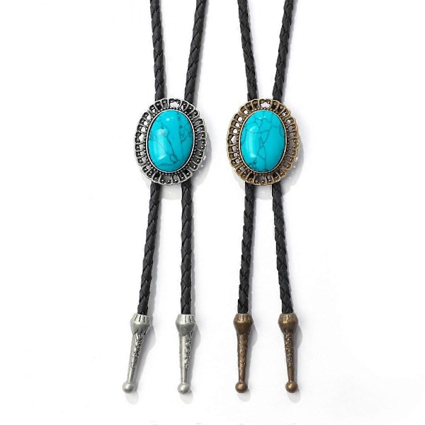 Artist Unknown Gullfarget Blomst Turkis Bolo Tie for Menn Kvinner Brudgom Bryllup Halskjede Western Cowboy Slips Bola Tie