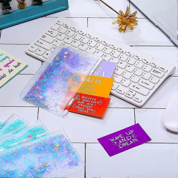 15 Styk Binder PVC Lomme Flash Hole Binder Lynlåsmappe A6 Størrelse Notesbog Binder Binder Taske Vand
