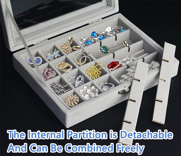 Örhänge Förvaringsorganisatör Sammet Smycken Ringar Display Box Med Transparent Lock Present