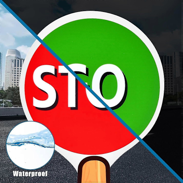 Dobbeltsidet Stop og Kør trafikpaddle - 20 * 35cm