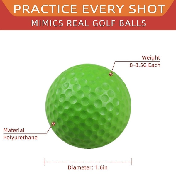 20 stk Air Golf træningsbolde, skumbold, golftræning indendørs og udendørs, til slagmåtte i baghaven