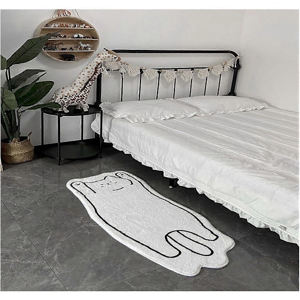 Tvättbar Sovrumsmatta 40x120cm Söt Rolig Barnmatta Modernt Tryck Vit Oregelbunden Form Entré