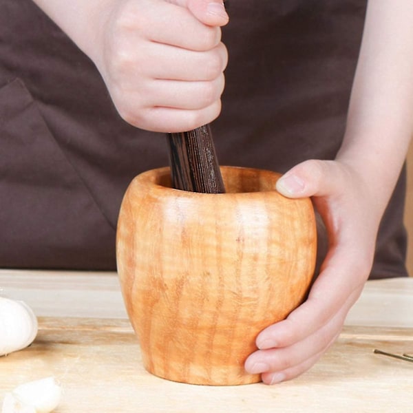 Trämörtel för örter, potatisstöt för grönsaksjäsning, surkålsstöt, kryddor, 18 cm