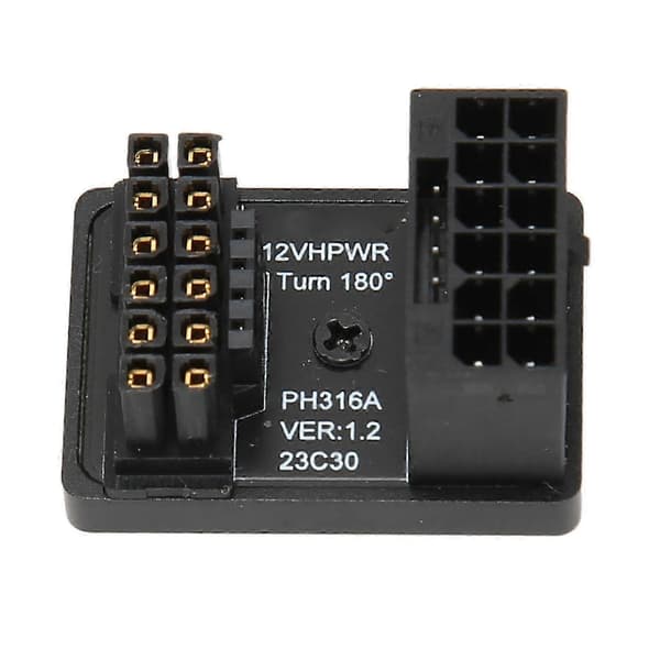 GPU PCIe Konnektor 600W 12V HPWR 16P til 16P Han til Hun 180 Grader GPU Strømadapterkort til Stationær Computer PH316 Sort