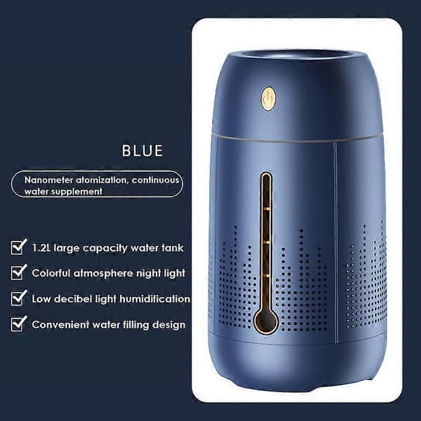 Luftfukter med stor kapasitet for hjemmet USB Ultralyd Diffuser Cool Mist Maker Stille Diffuser Maskin for hjemmekontor Blue
