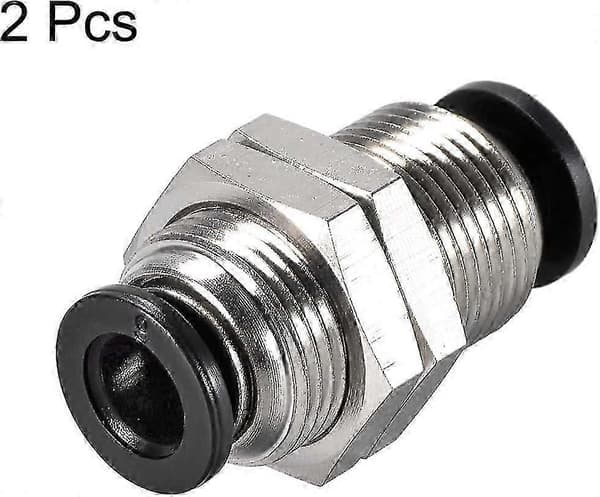 Rak Pneumatisk Push-To Snabbkopplingskoppling Bulkhead Union 6mm Rör Yd X 6mm Rör Yd 2st
