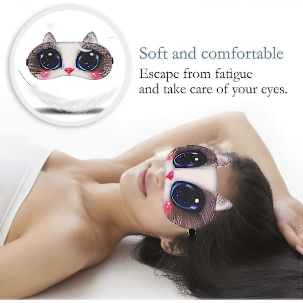 Set med 4 Söta Sovmasker, Ögonmask Mjuk Fluffig Sovskärm Skydd Vila Ögonlapp Mask Resa Sova