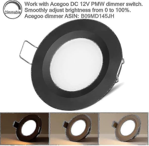 4 X 12v LED Innfelte Taklamper 3w Dimbar Downlights For Bobil Båt Gave