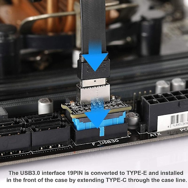 Dator Moderkort USB 3.0 Front 19PIN till 3.1 Typ-C Frontpanel Huvud Typ-E Adapter 20 till 19 Pin