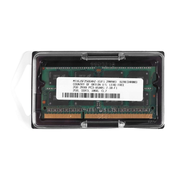 DDR3 2GB kannettavan tietokoneen muisti 2RX8 PC3-8500S 1066MHz 204pin 1,5V kannettavan tietokoneen RAM