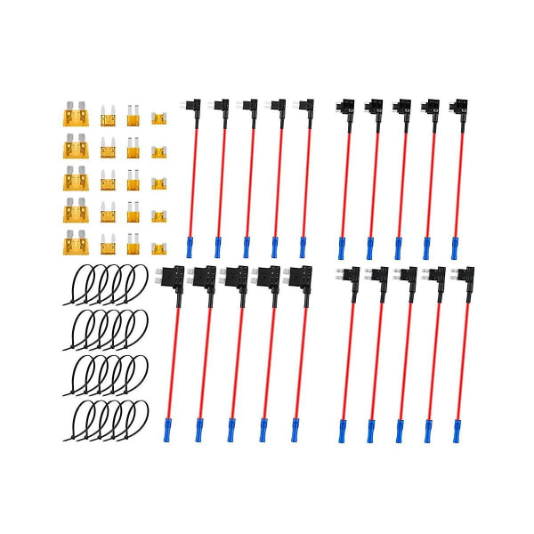 20 kpl 12V Auton Lisäpiiri Sulakeliitäntäsovittimia / ATC Mini Low Dual-Slot Teräsulakepidikkeet