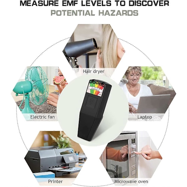 Bærbar LED EMF Elektromagnetisk Felt Spøgelsesjagt Detektor Paranormalt Udstyr Tester 50Hz-20000Hz Sort