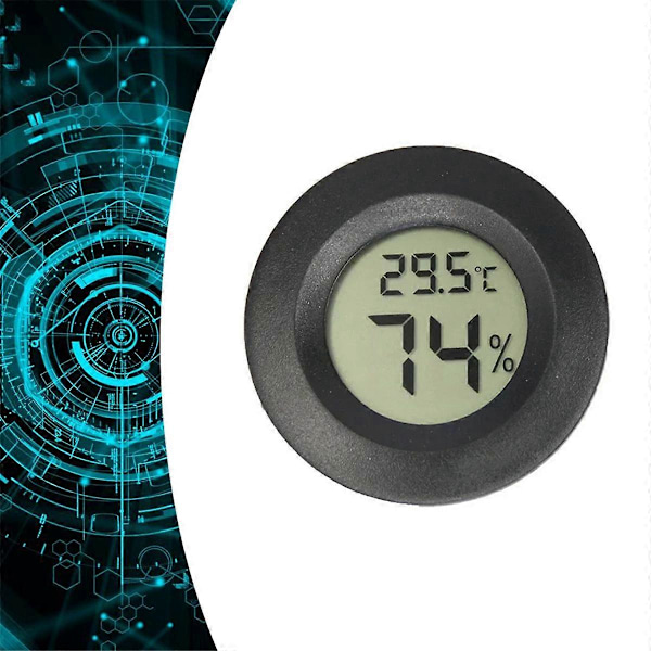 8 stk. Mini LCD Digitalt Termometer Hygrometer Rund Temperatur