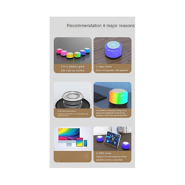 Bluetooth 5.2 Datorhögtalare Bluetooth-högtalare Bluetooth-högtalare Andningslampa Transparent Lapt