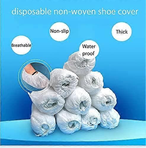 200-pack Engångs Skoskydd av Nonwoven-tyg för Mattrengöring, Golvskydd - Vit