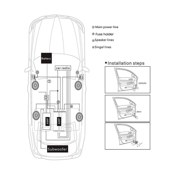 2st 500W mini högeffektiv bildiskanthögtalare Autohorn Audio Musik Stereohögtalare för bilstereosystem
