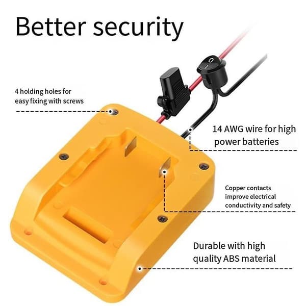 DIY Adapter til 18V 20V Lithium Batteri med Sikring 12AWG Power Wheels Adapter til DCB206