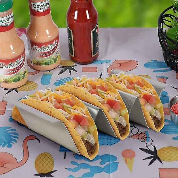 Rustfrit Stål Stativ Sæt Holdere Bakke Stil Tortillas Burritos Tilbehør Til Hjemmefest Restaurant 2 Stk (guld)