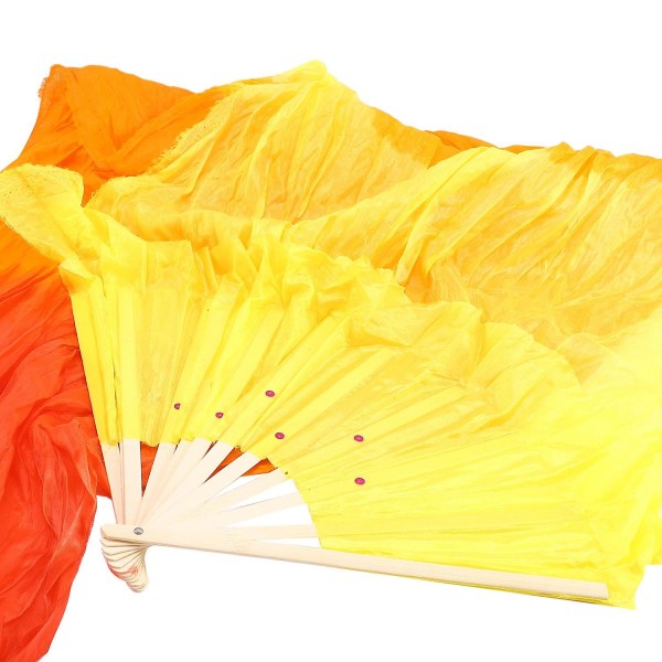 Smuk silke tre farve gradient flamme dans fan hånd folde bambus fan dekoration fan til Ladi