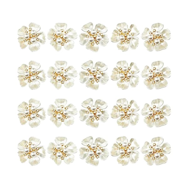 20pcs Pearl Rhinestone Embellishments Flower Flatback Buttons Rhinestone Charms For Shoe Decoration