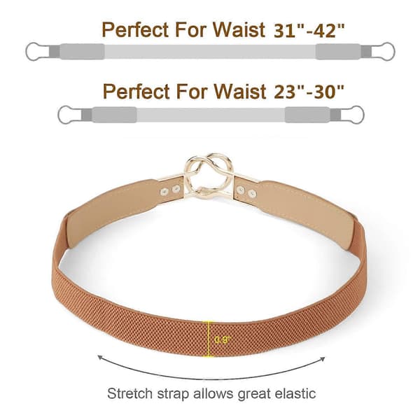 Smal stretchig dam-bälte för klänningar, retro, set om 4 - svart+brun+blå, plus size