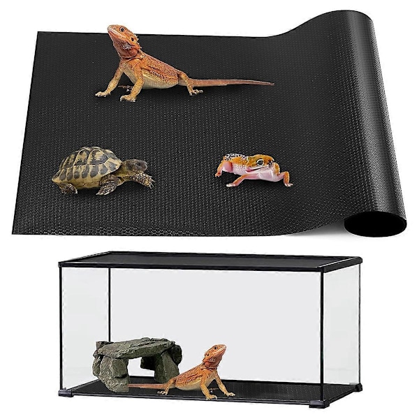 Reptilmatta, Reptilterrarium Substrat Liner för Leopardgecko, Ödla, Orm, Sköldpadda, Reptilgolv 45x90 cm Svart