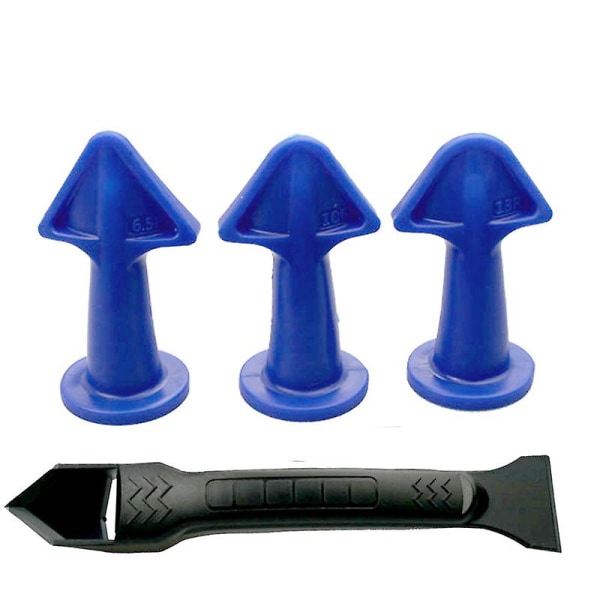 Silikoneforseglingsdyse Fugeafslutning Værktøj Limfjerner Fugeskraber (blå) (4 stk)