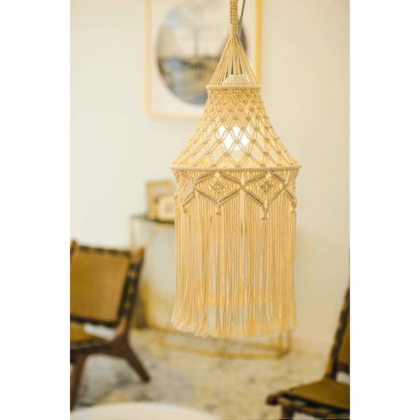 Makramé Lampskärm Boho Hängande Taklampa Modern Kontor Sovrum Vardagsrum Barnrum