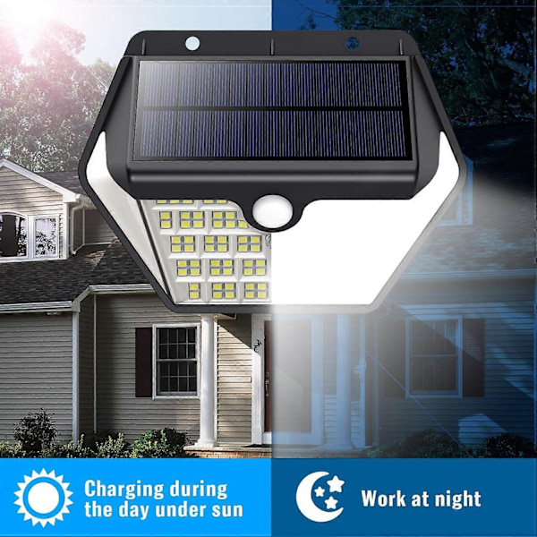 Ulkokäyttöön tarkoitettu aurinkolamppu 150 LED 4 kpl 2000mAh 1200LM langaton seinävalaisin