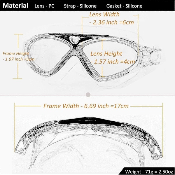 Simglasögon, vuxen Transparent Anti-imma