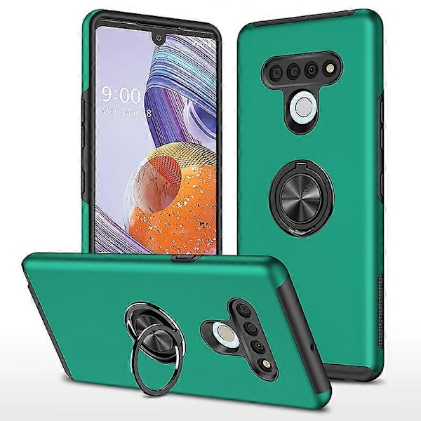 Mobilfodral för LG Stylo 6, Osynligt Stativ, Smalt Silikonfodral, Stötsäkert Skyddande Fodral med Fäste för Bilhållare, Ring för Kvinnor och Män, 6