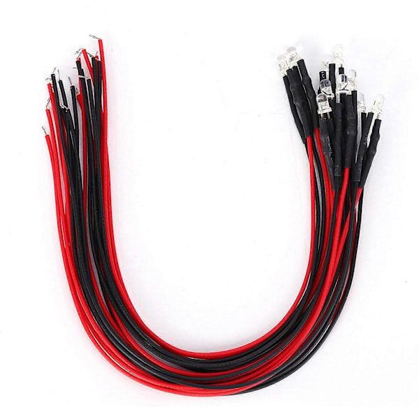 50 stk. Diode Koblet Lysende Rundt Hode Fremhev Rett Plugg LED Perler 12V 3mm YEMAA