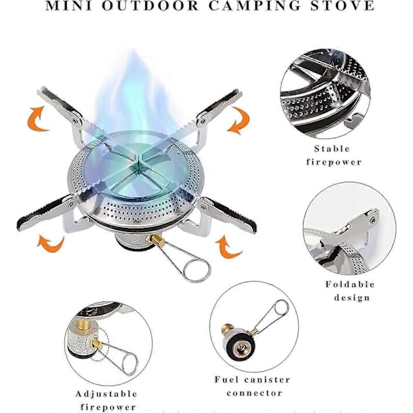 Bærbar Camping Gasblus, Titanium Legering Campingblus, Vindbrænder Med Opbevaringspose