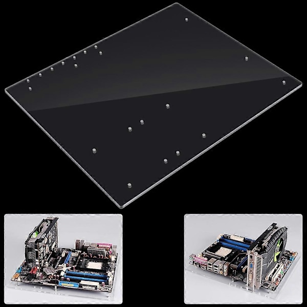 Öppet Ram Transparent Akryl Overlock Datorfodral DIY Basstativ För ATX Moderkort YEMMA